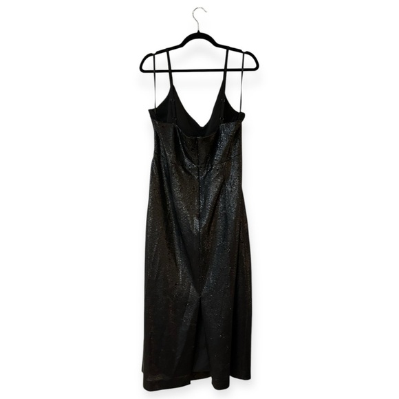 L'AGENCE Femme Sequin Cutout Dress Sz 14 Black Slit Plus Size Midi Dress - Picture 4 of 10